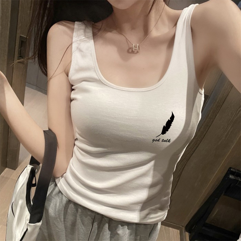 跨境纯棉吊带背心女装内搭外穿夏打底美背短袖t恤抹胸上衣潮代发