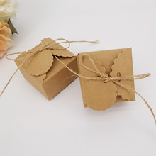 波浪纹欧式牛皮纸小方盒加麻绳小圆形卡片个性糖果包装纸盒