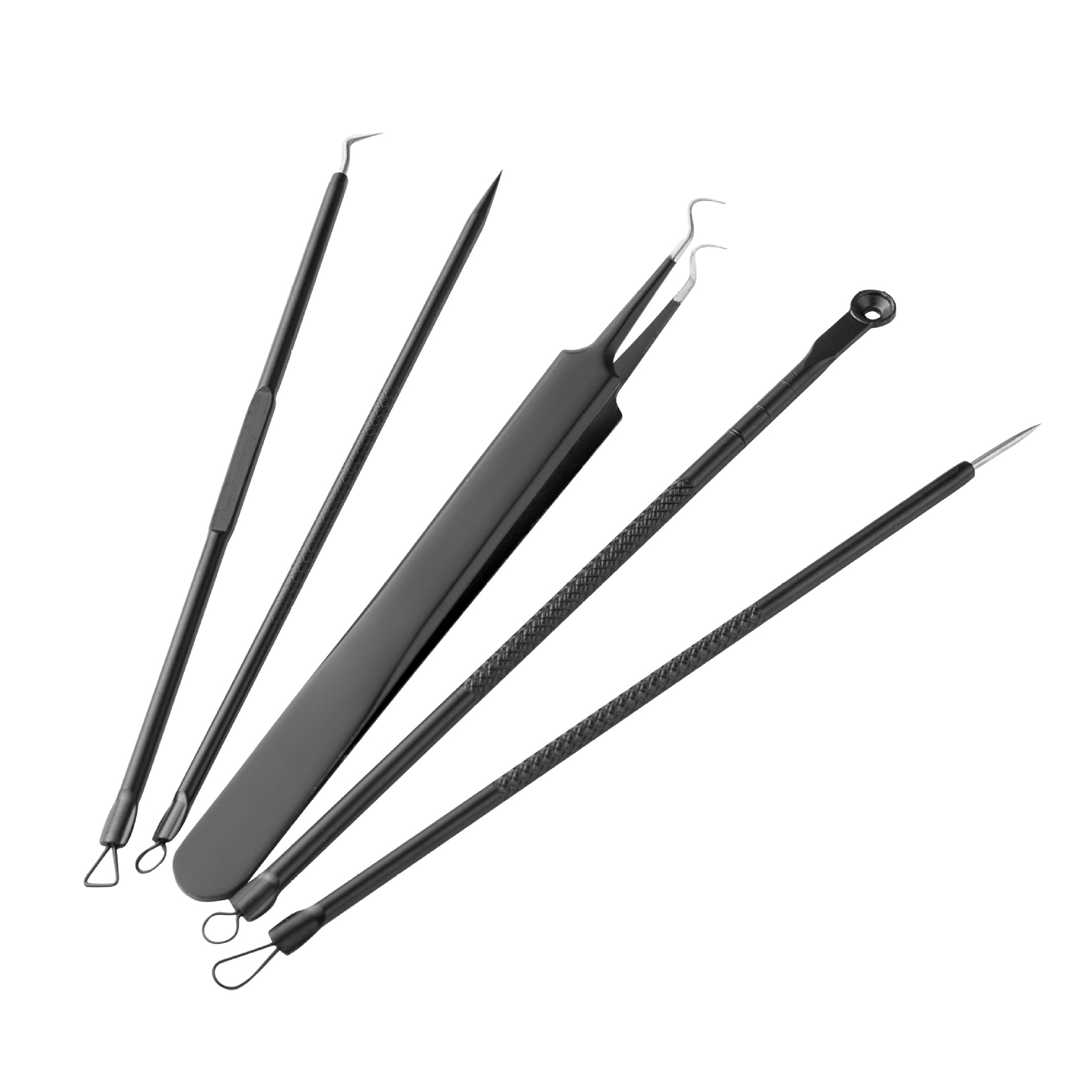 现货黑色不锈钢粉刺夹黑头 暗疮针祛痘针挤痘工具脸部护理套装