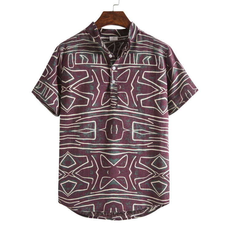 柬埔寨男装老挝泰国服装泰式缅甸服饰东南亚风情装旅游亚麻polo衫