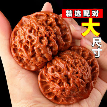 文玩核桃王勇麒麟纹大官帽四座楼狮子头原色精配对高抛手把件
