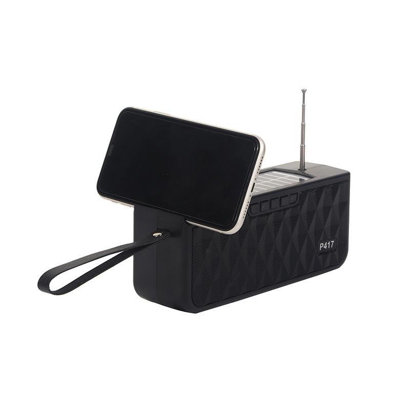 Cross-Border Simple Black Solar Radio Outdoor Portable Portable Audio with Light Large Volume Speaker Wholesale