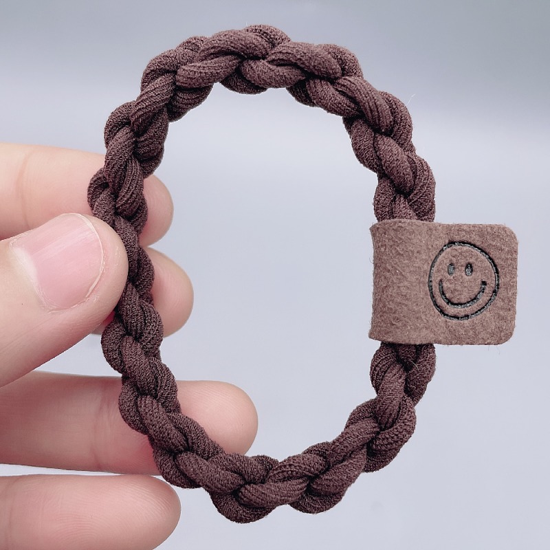 2022 Autumn and Winter New Accessories Simple and Durable High Elastic Rubber Band Female Hair-Binding Online Influencer Head String Smiley Leather Cover Ponytail