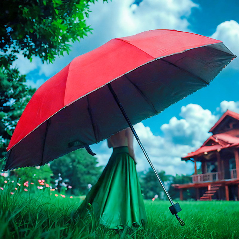 上虞批发手动10骨商务男士雨伞折叠伞晴雨两用防晒高级感三折伞