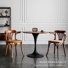 北欧实木餐椅复古扶手椅咖啡厅美式休闲椅茶室书桌家用靠背椅