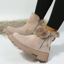雪地靴女潮流2023冬季新款中筒加绒加厚保暖棉鞋皮毛一体冬季女靴
