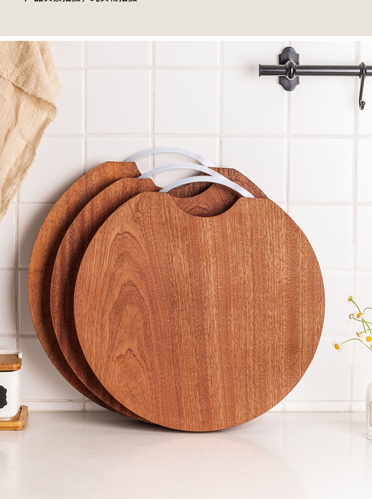 厂家批发乌檀木圆菜板整木无漆方形实木菜板家用厨房砧板一件代发