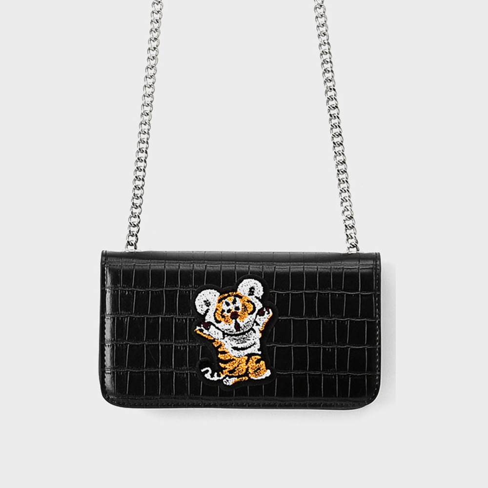 虎年新年款女包刺绣小老虎包包女斜挎包小方包手机包pu链条老虎包