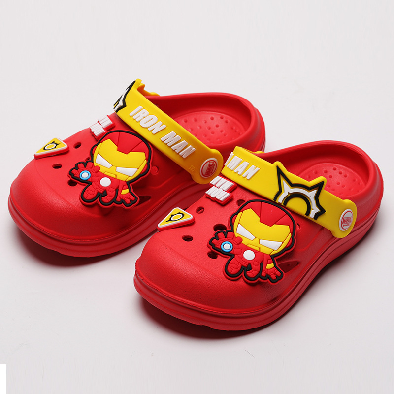 Disney Closed Toe Anti-Collision Iron Man Children's Slippers Summer Indoor Non-Slip Cartoon Kid Baby Beach Hole Shoes