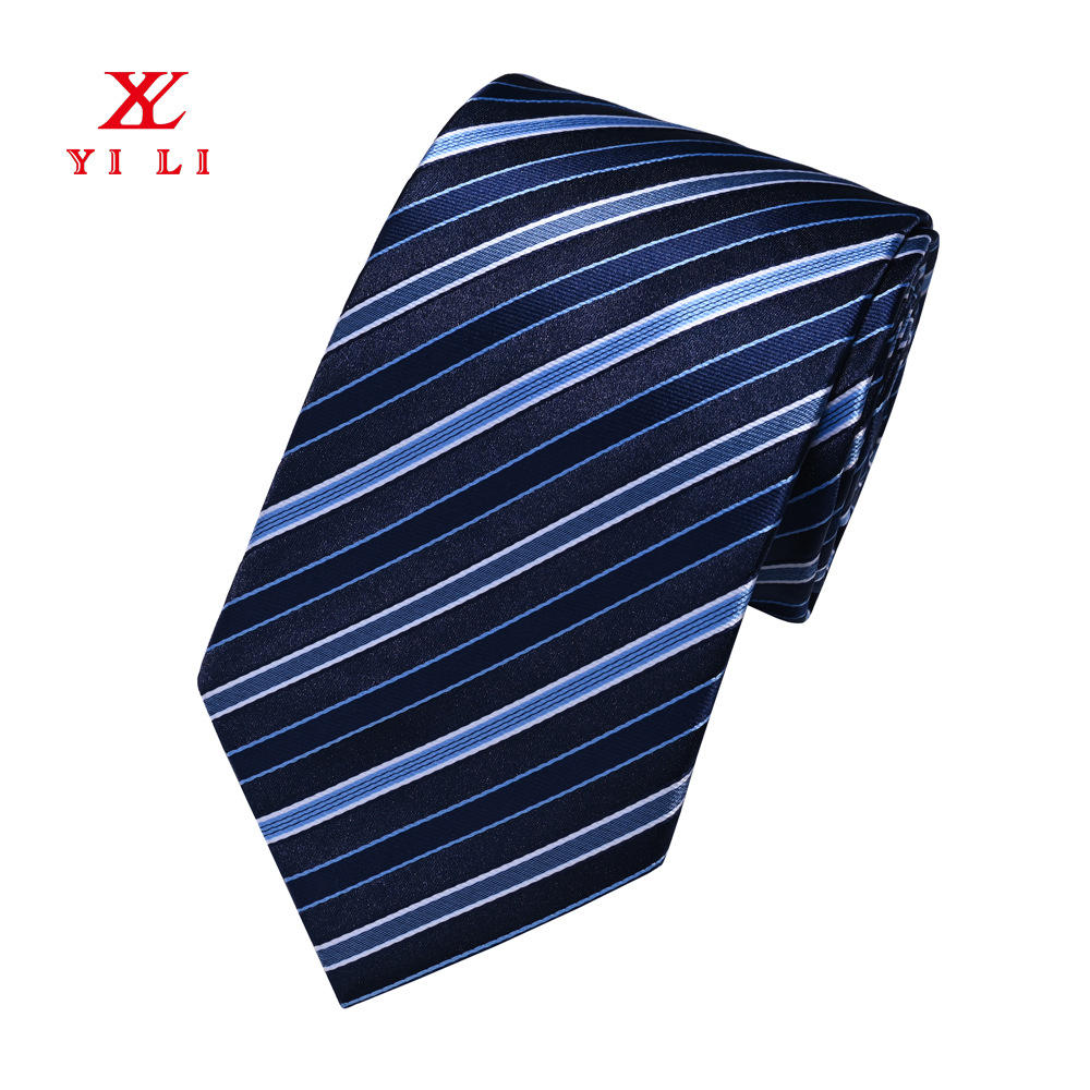 新款美式斜条纹男士领带 正装商务涤纶丝手打领带 嵊州厂家定制