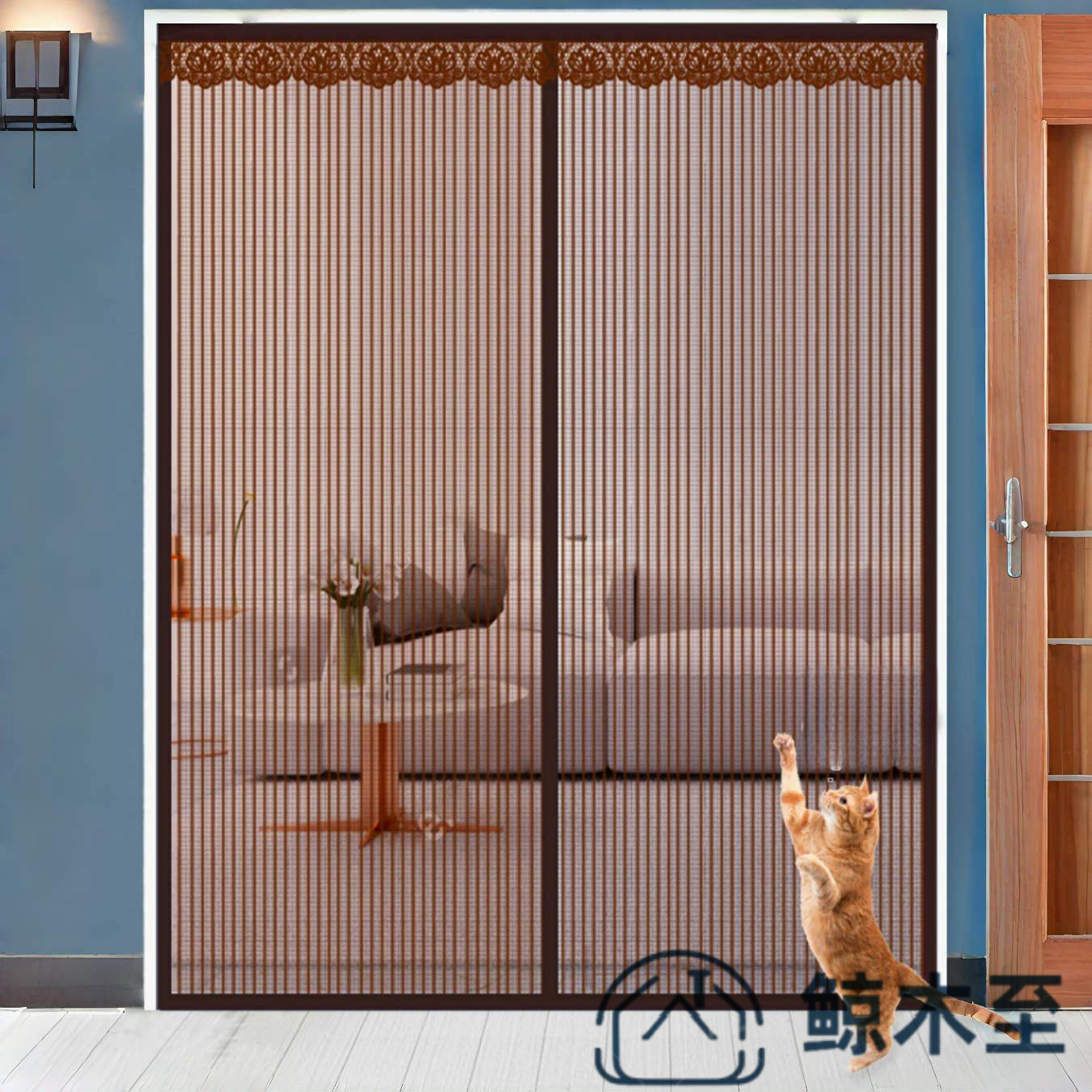 跨境热销金刚网磁性网纱门防蚊防猫抓免打孔魔术胶车库门磁吸门帘