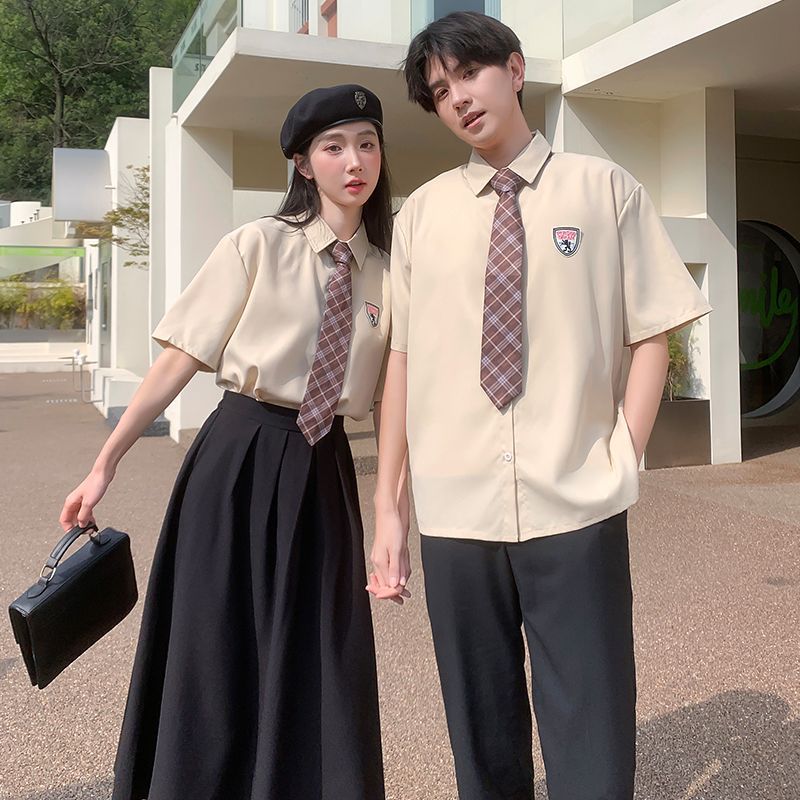 jk制服毕业班服学院风高中生套装学生短袖衬衫裙子套装夏季情侣装