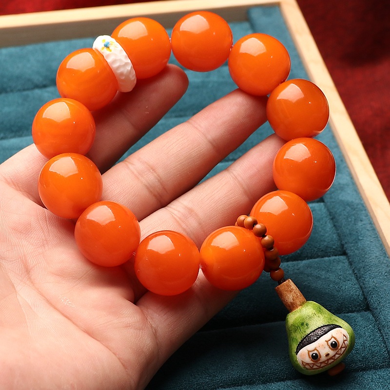 手工设计根付天然山龟圆珠手串黄金甲带血壳手链招财转运文玩盘完