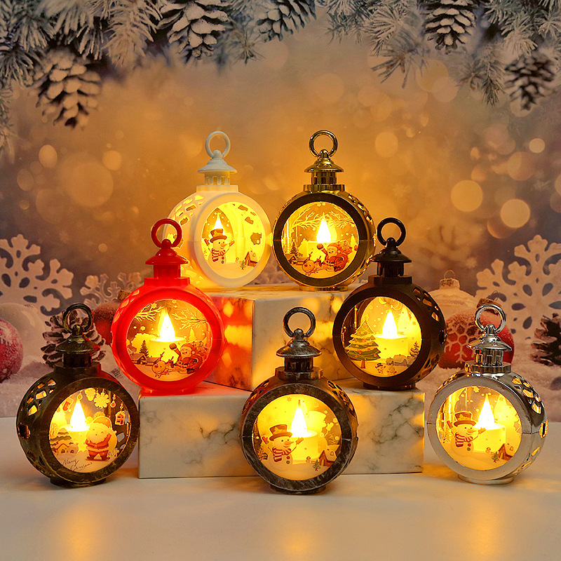 christmas decorations candle storm lantern old snowman vintage window luminous decoration creative gift christmas small gift