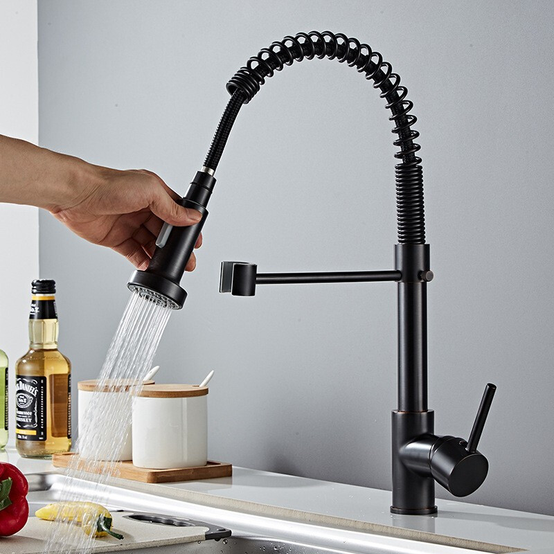 Pull-out Kitchen Hot and Cold Multi-Function Retractable Rotating Sink Sink Sink Stainless Steel Spring Faucet Water Tap
