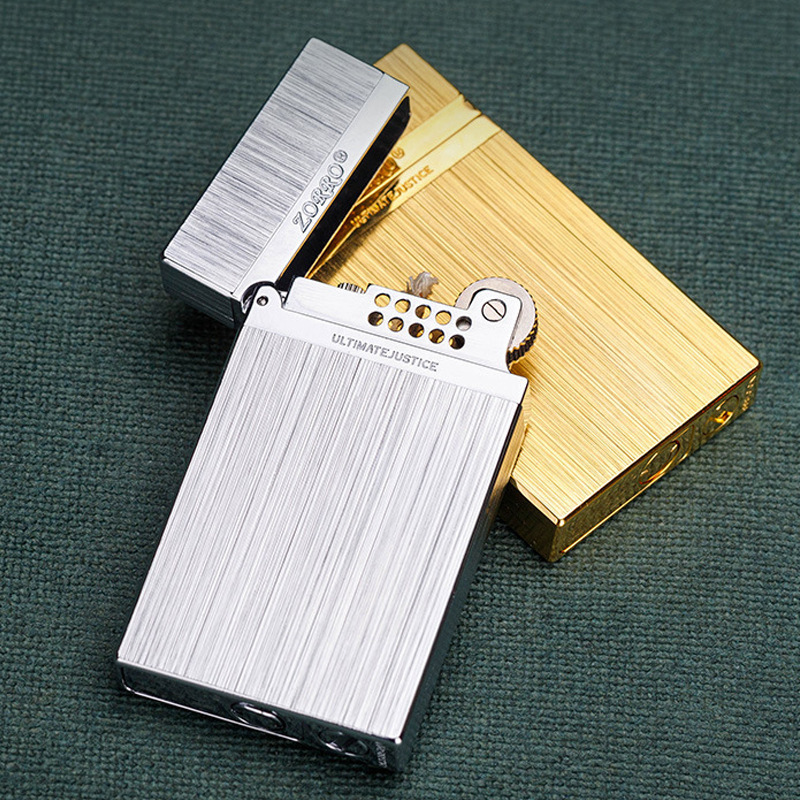 正品佐罗超薄朗声667钢音清脆黄铜煤油打火机拉丝工艺送朋友专属