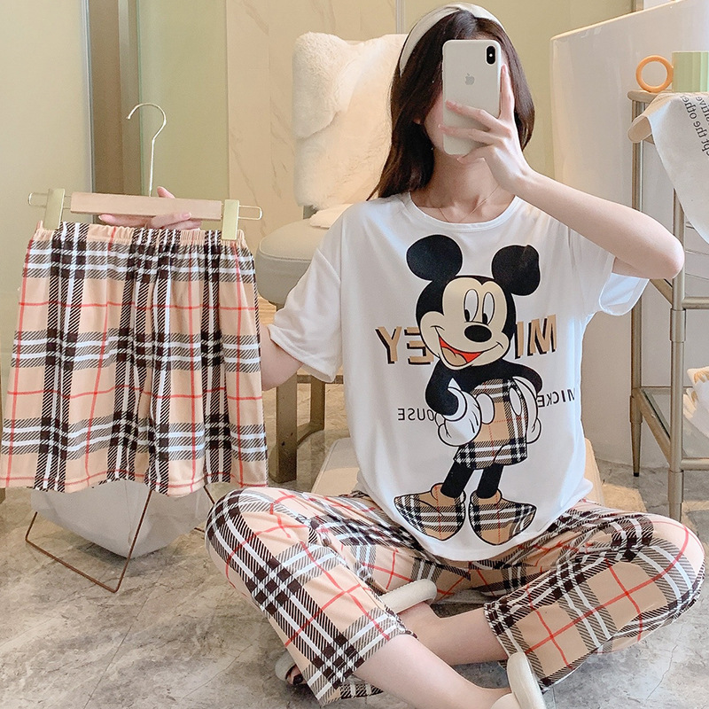 Southeast Asian Pajamas Three-Piece Women's Summer Suit Foreign Trade Cross-Border Direct Supply Loose Short-Sleeved Shorts Trousers Home Wear