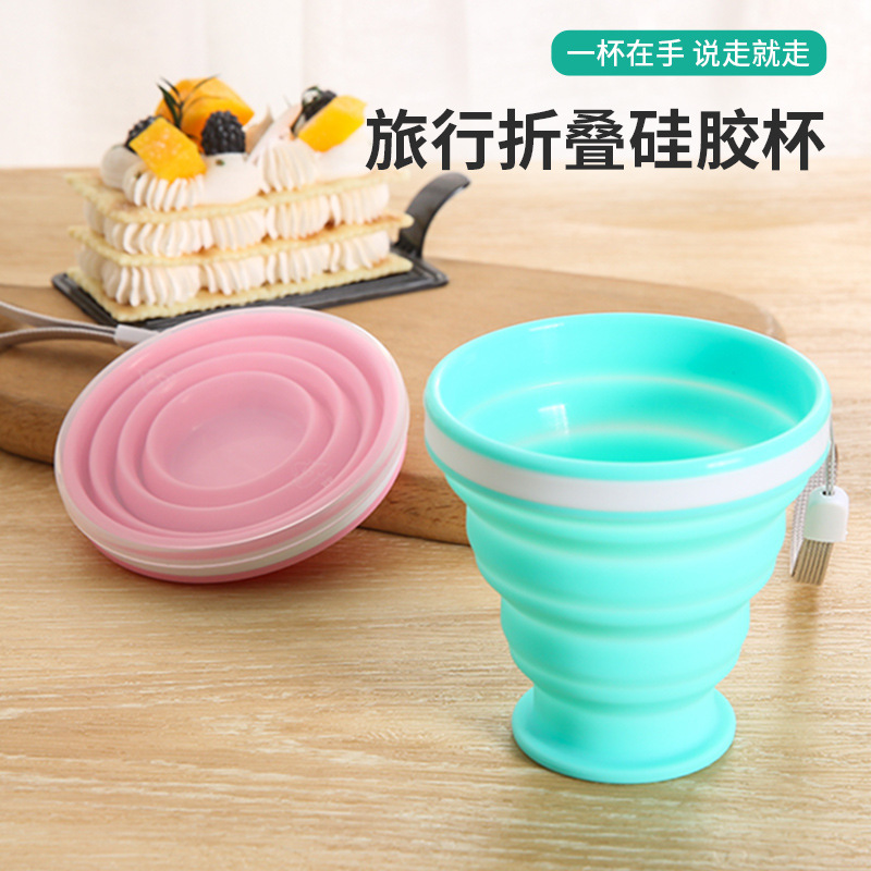 Spot Silicone Folding Tumbler 200ml Net Red Pocket Water Cup Telescopic and Portable Outdoor Camping Gargle Cup