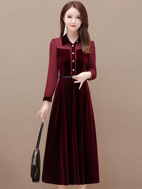 Elegant Pleuche Dress Women's Spring 2024 New Korean Style Slim Mid-Length Fashionable Skirt Women Clothes