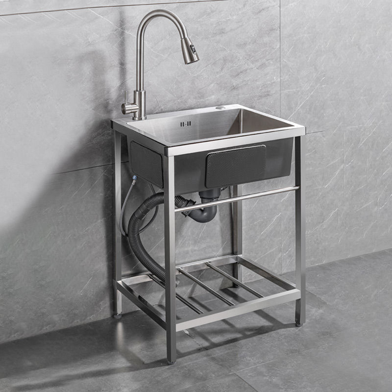 78成交2件厨房不锈钢洗菜盆洗菜池单槽一体免安装带支架水槽家用洗碗