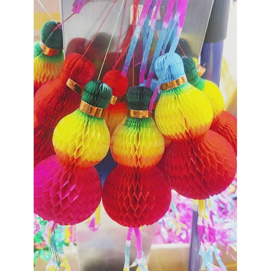 (带胶七彩纸葫芦)纯手工染色花样纸灯笼端午节五月厂家满额包邮