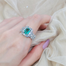 彩宝奢华祖母绿戒指女镶嵌满钻碧玺指环豪华大气培育绿宝石食指戒
