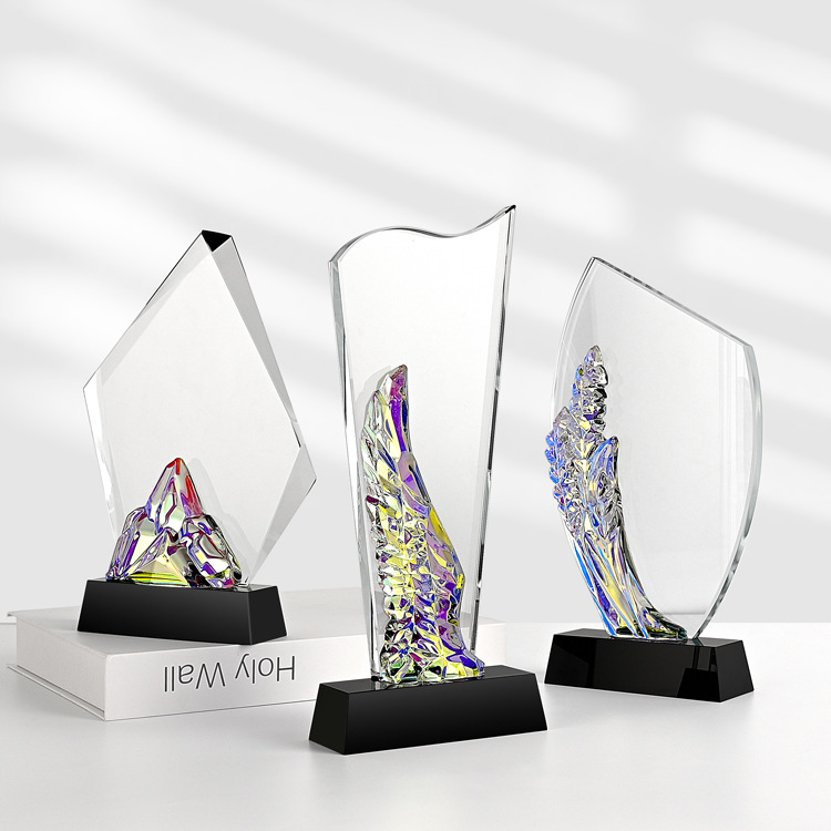 创意炫彩变色水晶奖杯年会颁奖篮球比赛音乐会五角星奖杯纪念品