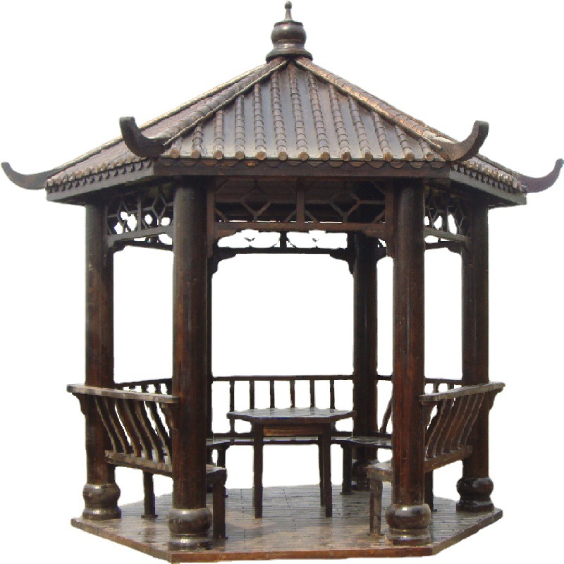 休闲凉亭户外庭院实木中式六角亭凉亭简易室外亭子家装建材景观工