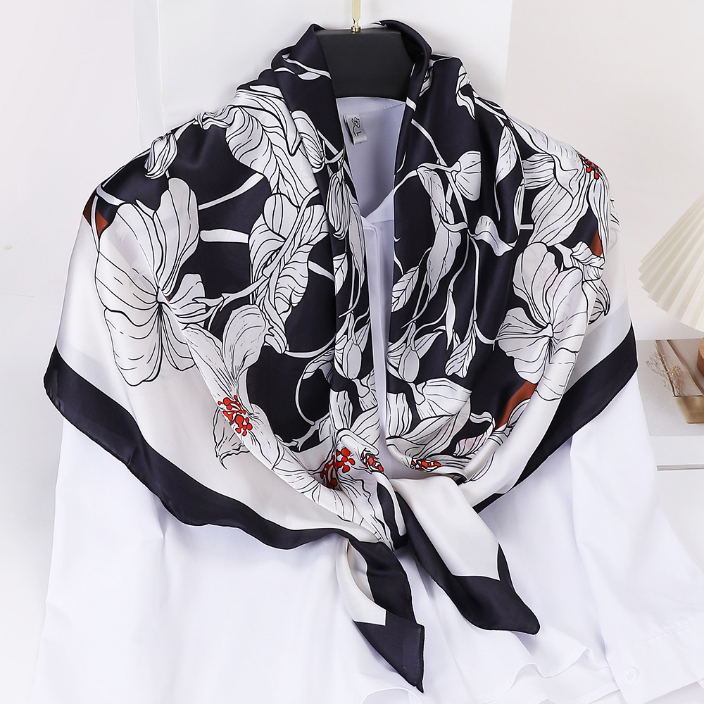 New 110 Artificial Silk Long Large Kerchief Li Jin Satin Scarf Women's All-Match Sunscreen Scarf Scarf Wholesale Factory