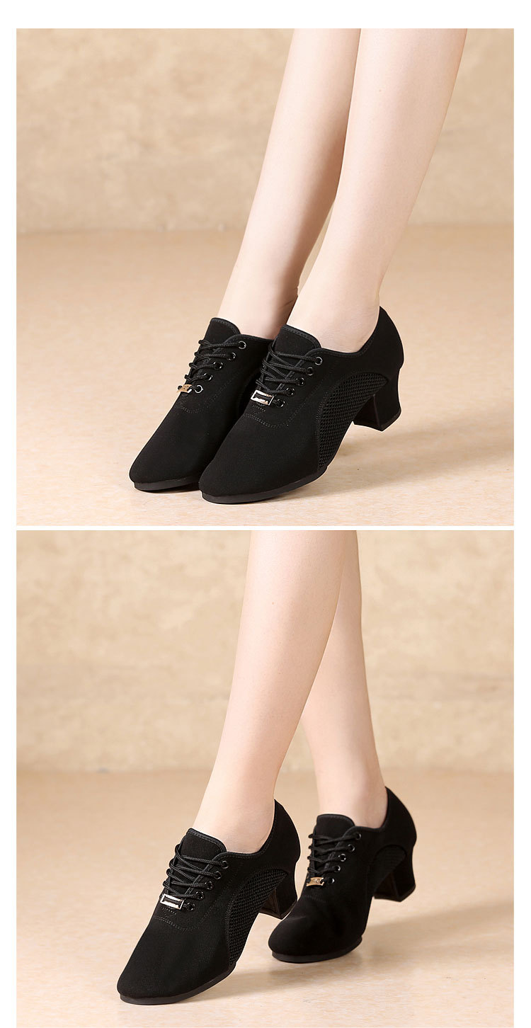 广场舞蹈鞋现代舞鞋牛津布透气网鞋教师鞋四季女士跳舞鞋中跟舞鞋