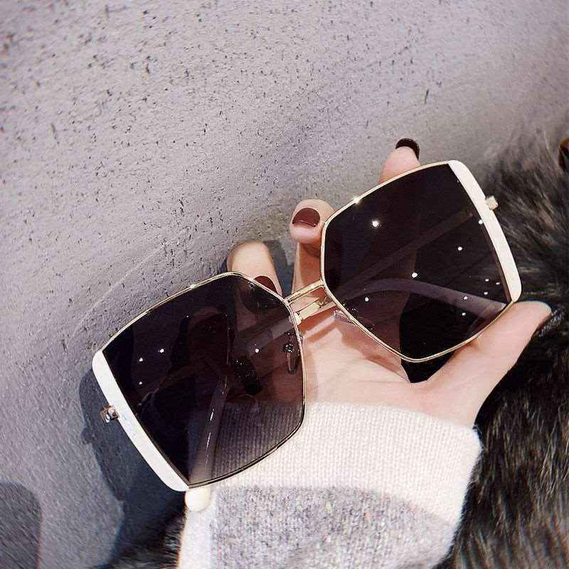 2022 Korean Style New Large Frame Square Fashionable HD Sunglasses Women's Big Face Sunshade Driving Street Shot Sunglasses