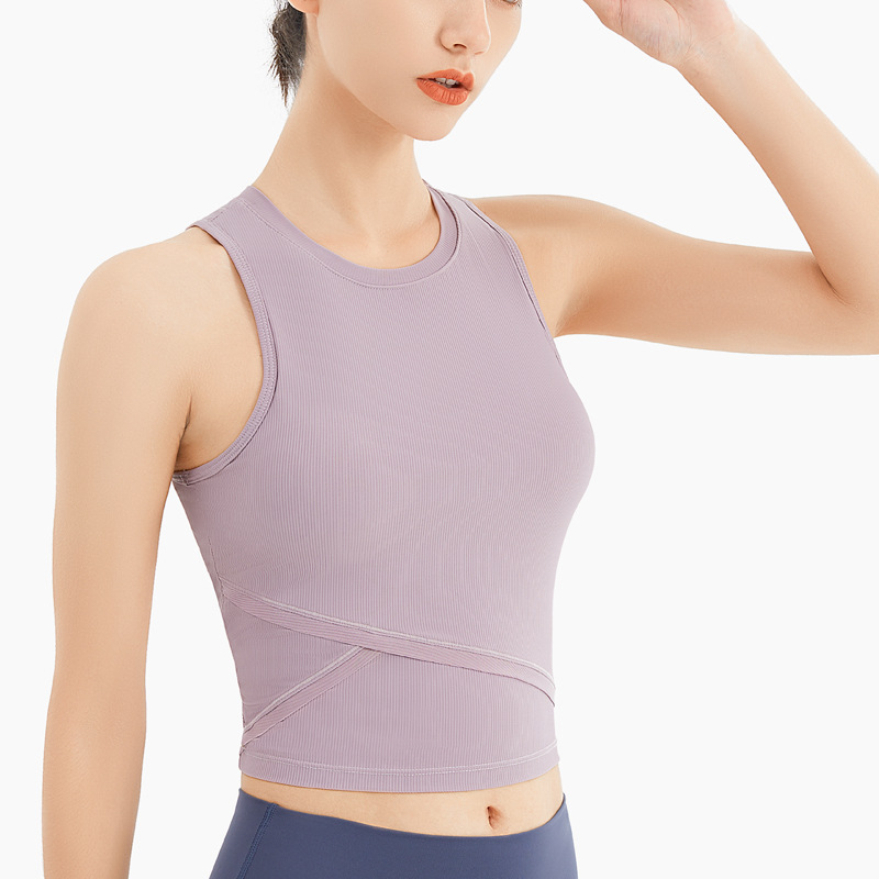 Yoga Sports Vest with Chest Pad Women's Breathable Shockproof Running Top Beauty Back Quick-Drying Workout Clothes Sleeveless T-shirt