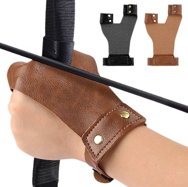 弓箭护手套反曲持弓手左手搭箭二指护指套射击运动防磨护手护具