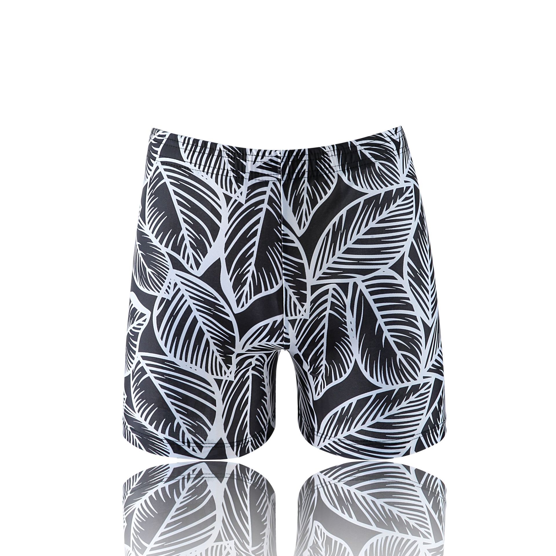 成人男士游泳裤夏季沙滩运动宽松五分泳裤数码印花防尴尬四角短裤