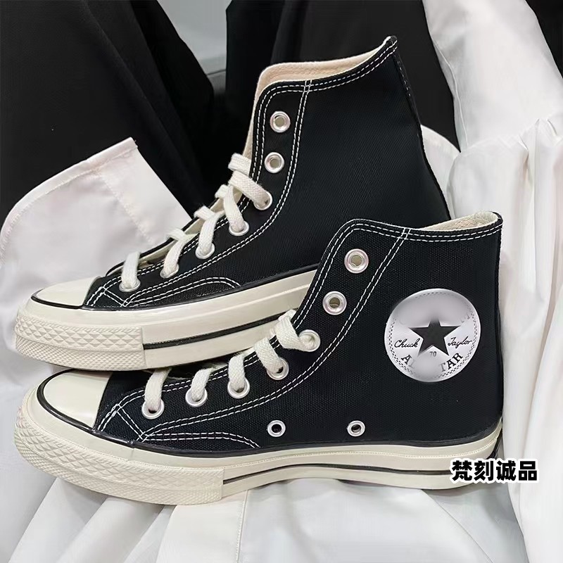 莆田鞋 1970s美奇匡威高帮鞋经典复古黑色奶油头男女款夏季帆布鞋