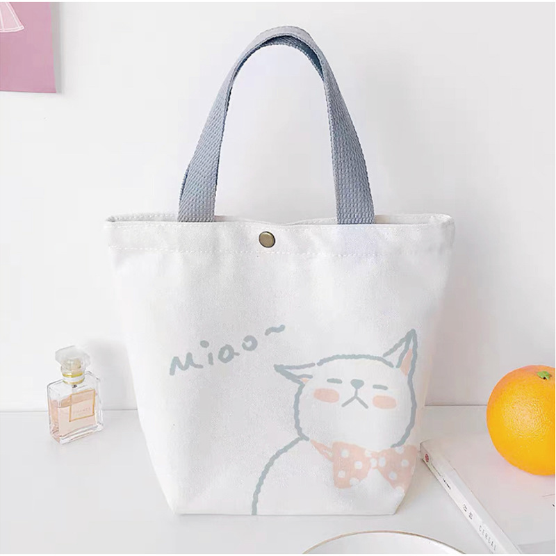 2021 Student Canvas Bag in Stock Portable Shopping Gift Bag White Ins One-Shoulder Crossbody Canvas Bag for Women