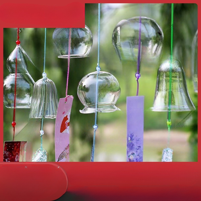 许愿风铃挂饰风铃樱花玻璃透明悬挂式景区场景布置风铃学生diy手