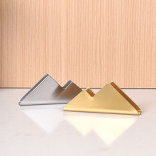 定制不锈钢名片座创意三角形名片夹办公室桌面名片收纳架