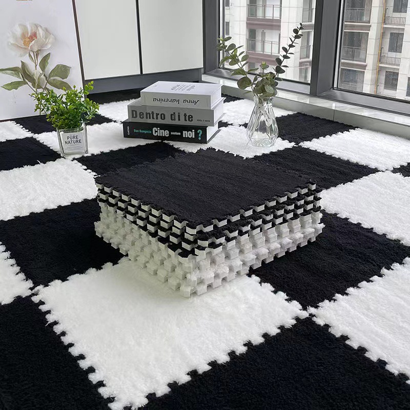 Pile Floor Covering Bedroom Splicing Blocks Thickened Floor Mat Living Room Large Area Fully Covered Light Luxury Bedside Blanket Balcony Cushions