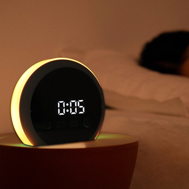 Simple Clock Bedside Ambience Light Multifunctional Student Alarm Clock Children Nursing Small Night Light Mirror LED Alarm Clock