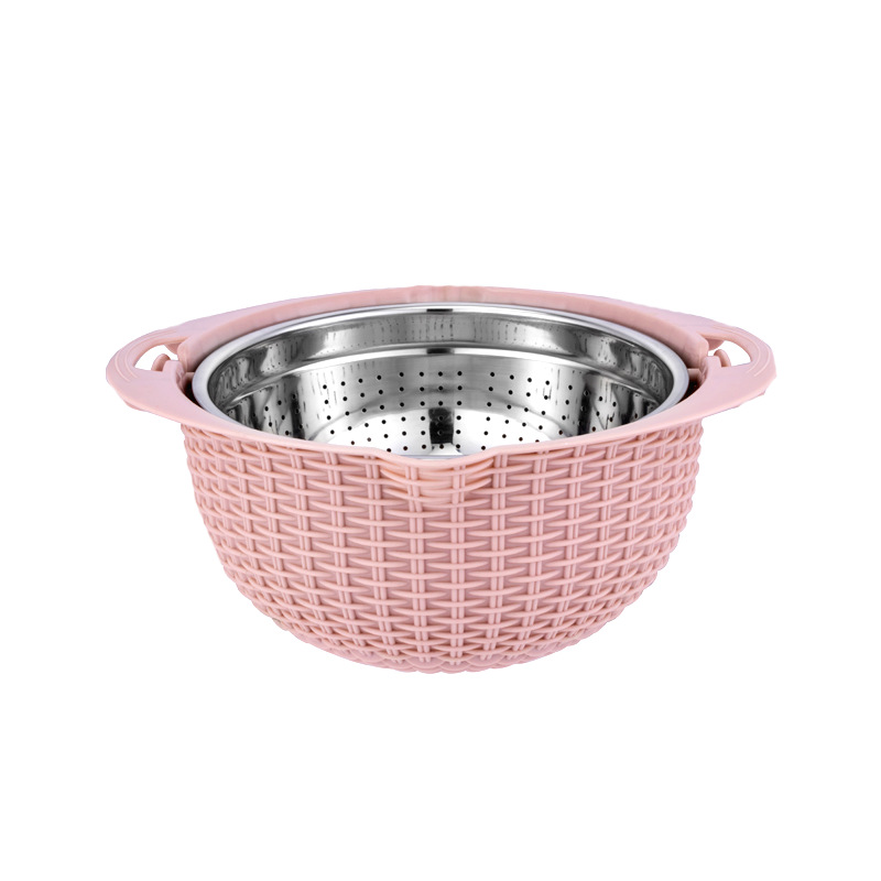 Multifunctional Stainless Steel Drain Basket Double Layer Fruit Basket Washing Vegetable Basket Kitchen Rotating Grater Suit