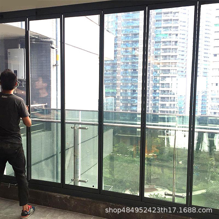 广州封阳台窗户全景无框有框折叠钢化玻璃隐形全开落地隔音窗定制
