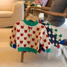 女童毛衣外套秋洋气冬装儿童韩版长袖上衣婴儿棉针织开衫一件代发