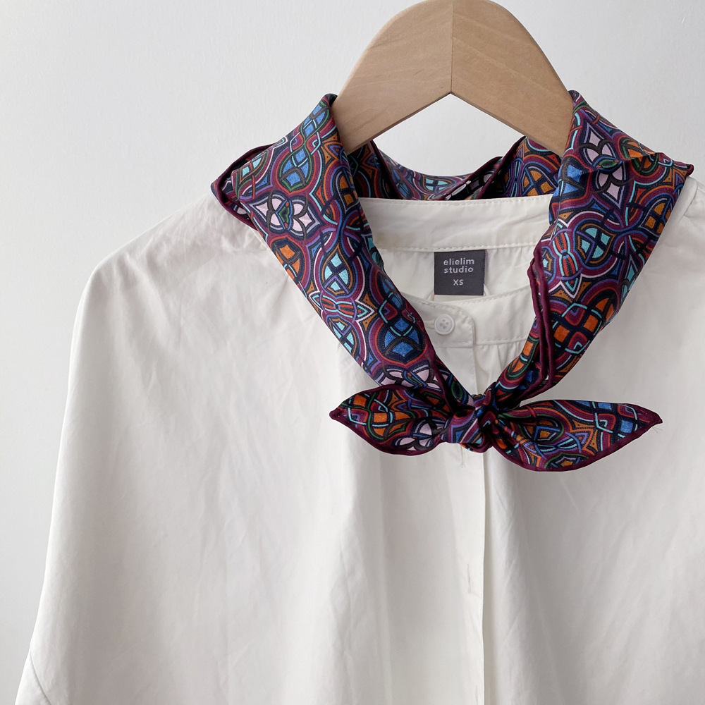 2024年春季款真丝斜纹绸丝巾小方巾百搭桑蚕丝围巾14姆米加厚抗皱