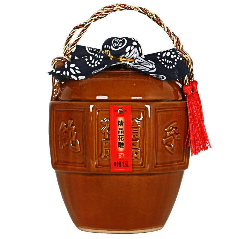 绍兴黄酒十八年陈酿花雕酒1.5升陶坛半干型糯米老酒自饮-阿里巴巴