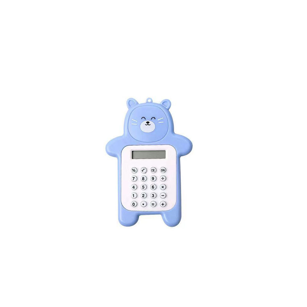 Mini Cartoon Student Calculator Cute Colorful Bear Rubber Button 8-Digit Digital Display Mini-Portable Computer