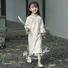 民国国风女童旗袍新款冬季长袖中式改良儿童洋派小女孩洋装