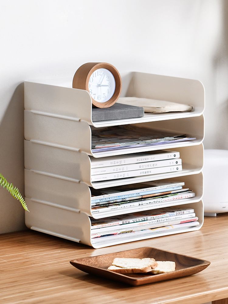 办公室桌面收纳盒多层办公桌面文件整理收纳架a4书桌整理盒学生用