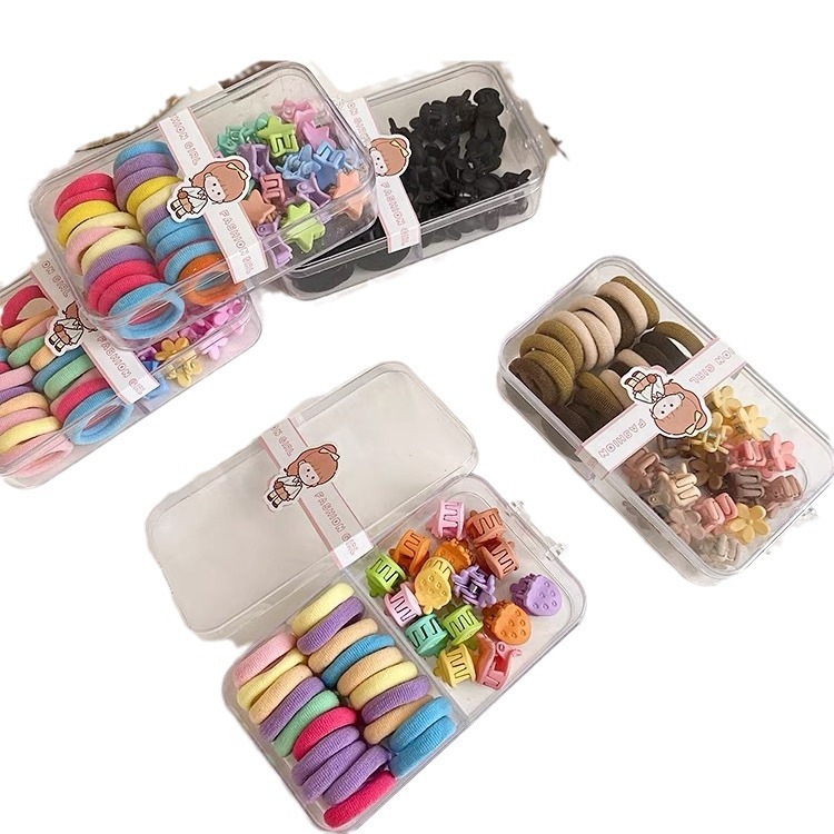 New Boxed Candy-Colored Hair Tie Mixed Color Cute Trumpet Grip Towel Ring Children Baby All-Match Hair Braid Accessories