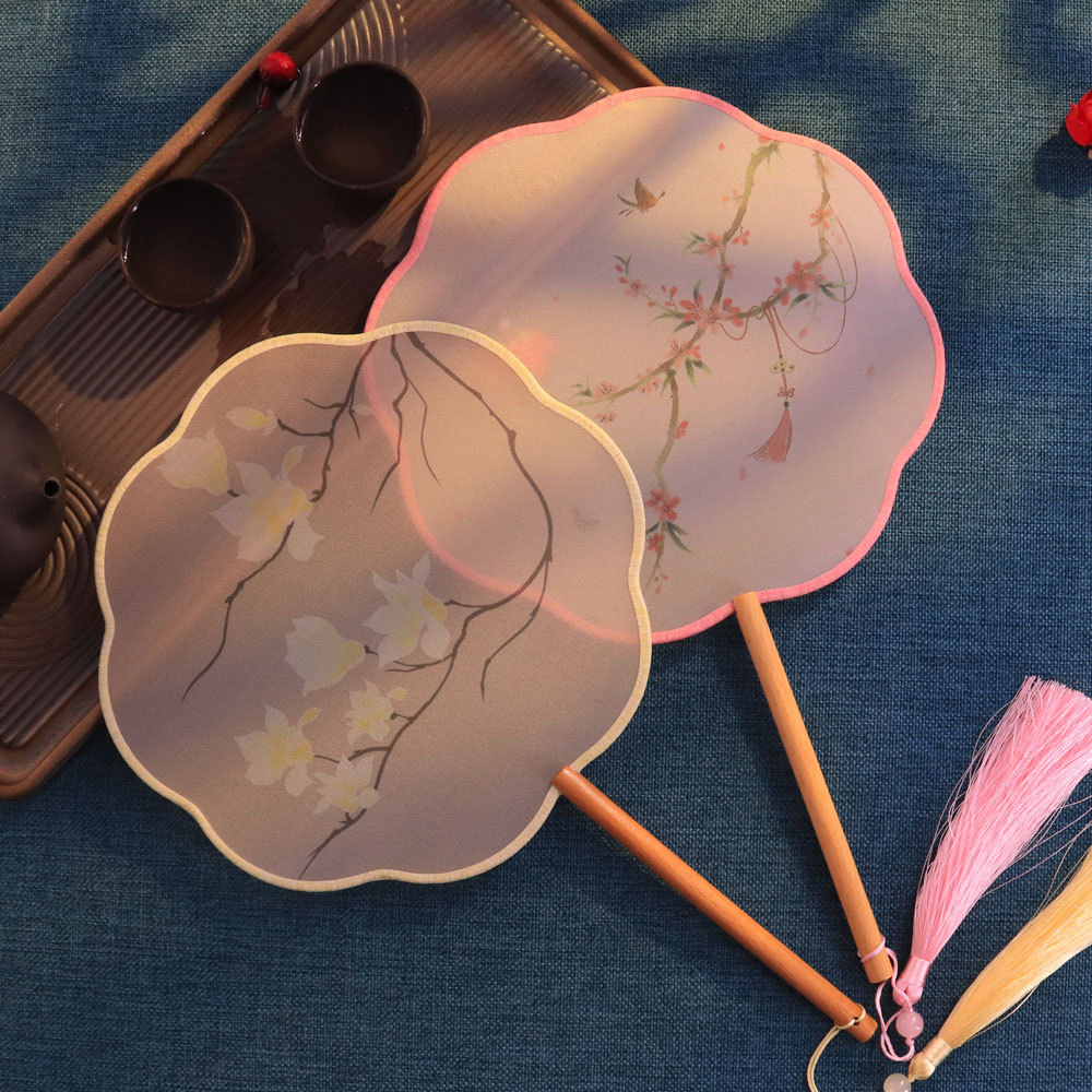 古风团扇风古典舞汉服旗袍扇舞蹈扇半透明儿童道具圆形小扇子